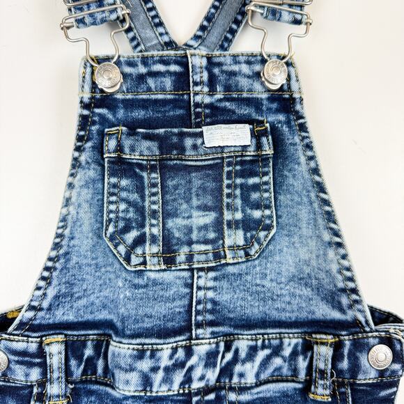 7 For All Mankind Girls Denim Shortalls Overalls Blue Distressed - 2T 2 - Picture 2 of 8